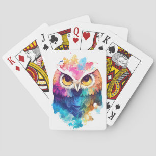 Baraja De Cartas Ave Lechuza Naturaleza salvaje Color animal Pintur