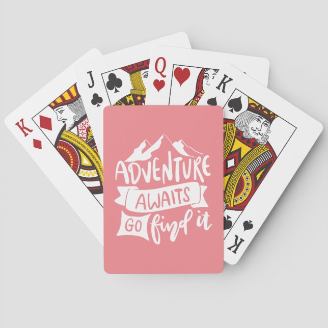 Baraja De Cartas Aventura a Viajes al Aire Libre Rosa Blanca Girly (Reverso)
