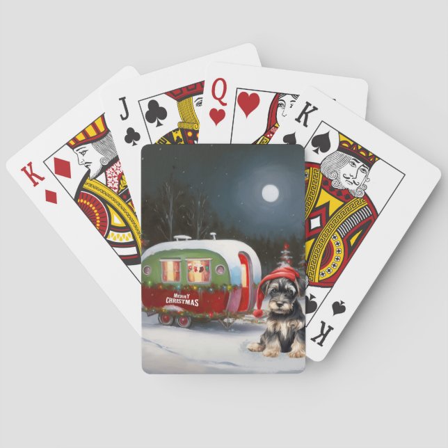 Baraja De Cartas Aventura de Navidades de la Caravana Schnauzer (Reverso)