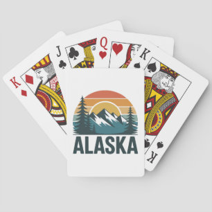Baraja De Cartas Aventura del atardecer retro de Alaska