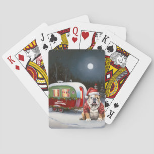 Baraja De Cartas Aventura Navideña del Carro de la Bulldog de Invie