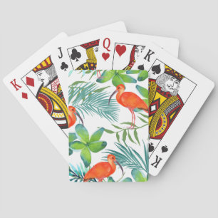 Baraja De Cartas Aves acuarelas: patrón vintage sin costuras.