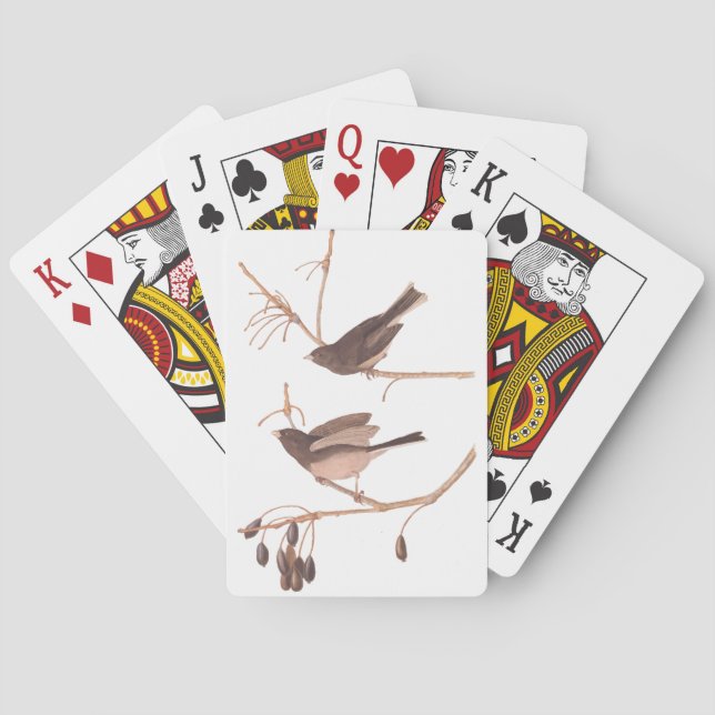 Baraja De Cartas Aves de nieve de Audubon en rama de árbol de invie (Reverso)