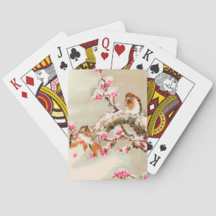 Baraja De Cartas Aves japonesas ventilares en una rama