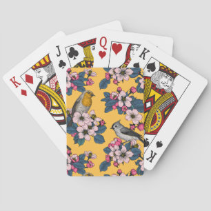Baraja De Cartas Aves y flores en amarillo