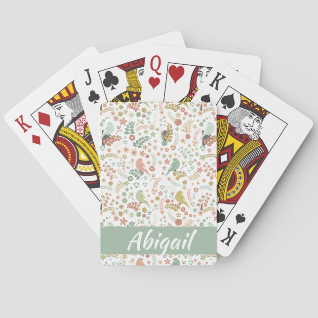 Baraja De Cartas Aves y ramas de Shabby personalizadas (Reverso)