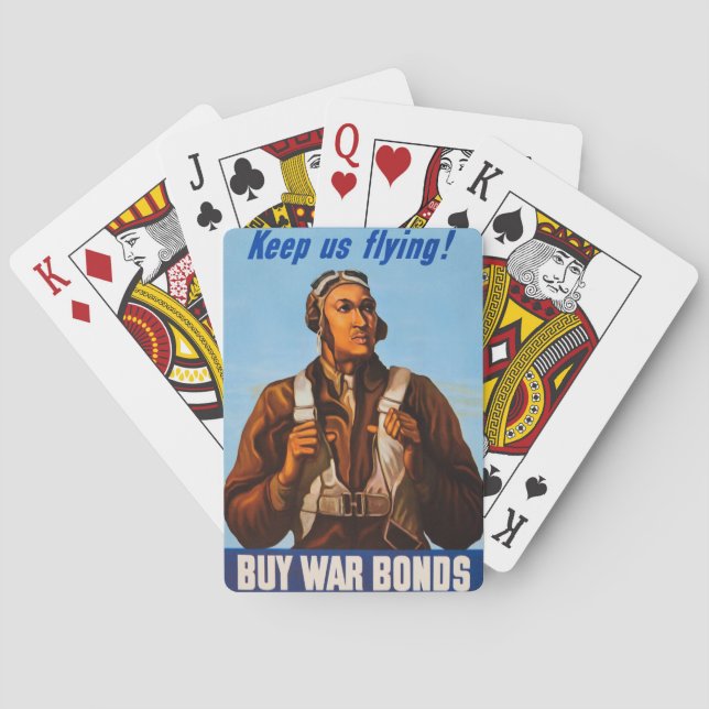 Baraja De Cartas Aviadores afroamericanos luchan contra pilotos de  (Reverso)