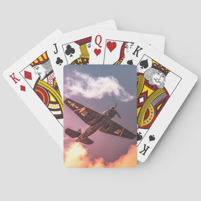 Baraja De Cartas Avión de época hermoso cielo (Reverso)