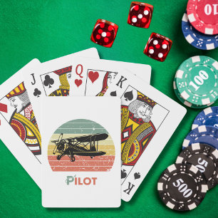Baraja De Cartas Avión genial y puesta de sol, estilo vintage retro