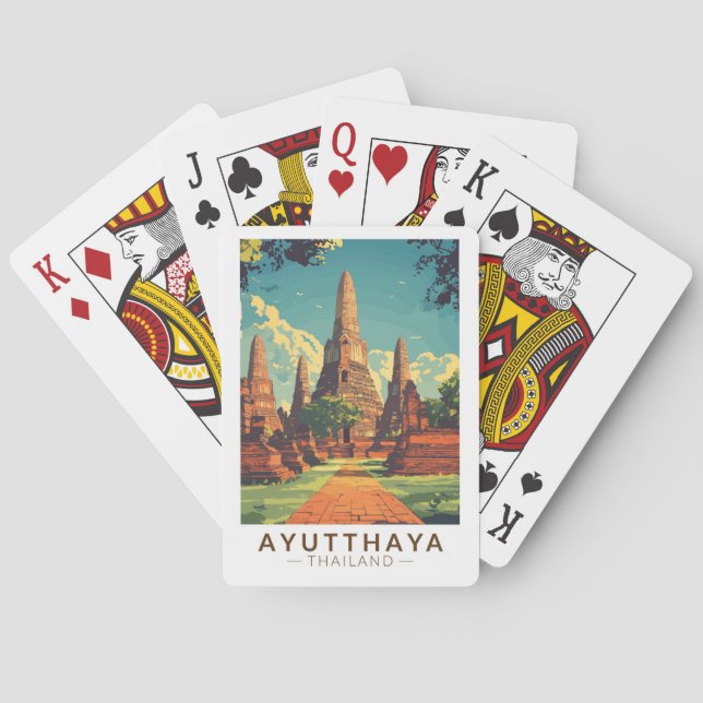Baraja De Cartas Ayutthaya Tailandia Ilustracion Viaje de arte (Reverso)
