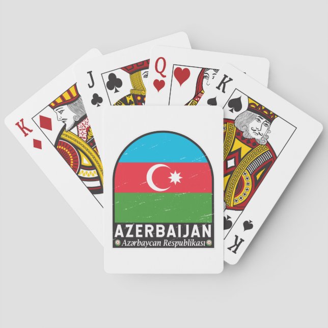 Baraja De Cartas Azerbaiyán: El emblema de la bandera está mal cose (Reverso)