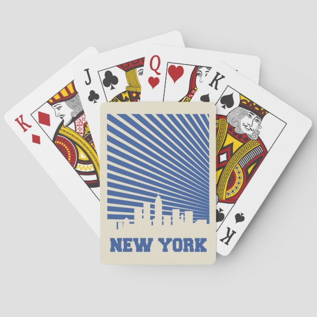 Baraja De Cartas Azul de Nueva York (Reverso)