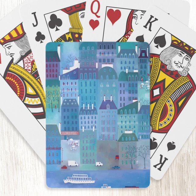 Baraja De Cartas Azul de París (Paris blue art playing cards)