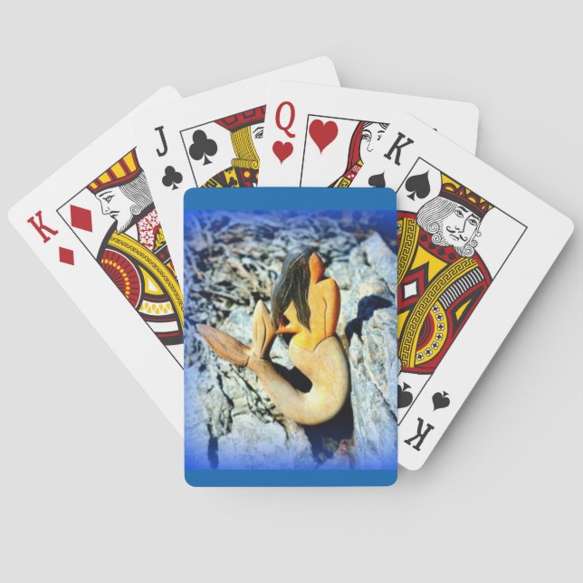 Baraja De Cartas azul de sirena de pelo negro (Reverso)