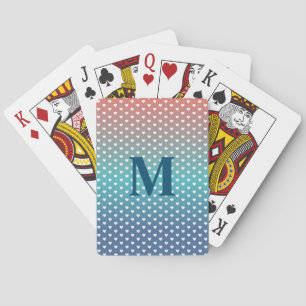 Baraja De Cartas Azul degradado y corazones simples de patrón naran