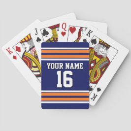 Baraja De Cartas Azul marino con franjas blancas Naranja Jersey
