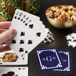 Baraja De Cartas Azul marino Whats Clave Griega #2 Enmarcada Monogr