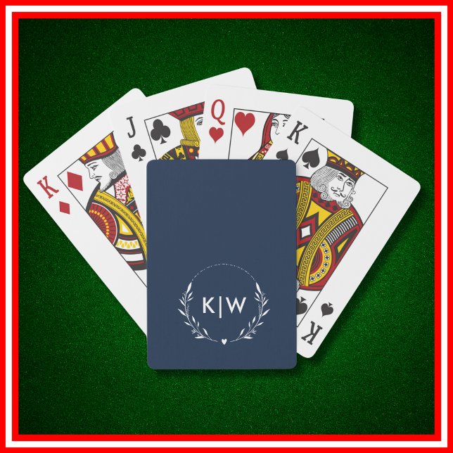 Baraja De Cartas Azul marino y blanco | Monograma de Iniciales Mode (Subido por el creador)