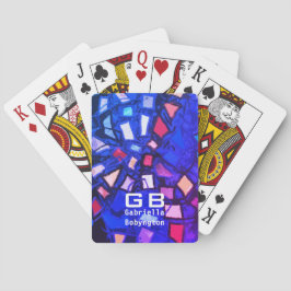 Baraja De Cartas Azul monograma coloreado vibratorio geométrico roj