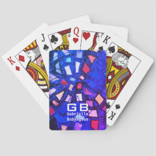 Baraja De Cartas Azul monograma coloreado vibratorio geométrico roj