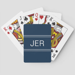 Baraja De Cartas Azul monogramado inicial Personalizado moderno