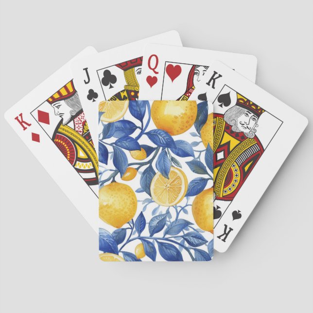 Baraja De Cartas Azul negrita Italia Positano Lemon (Reverso)