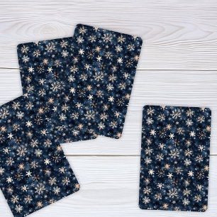 Baraja De Cartas Azul oscuro simple con copos de nieve