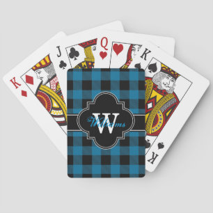 Baraja De Cartas Azul Pavo Real Cuadro Negro Búfalo 1IQN