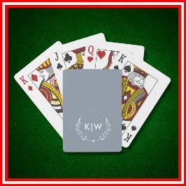 Baraja De Cartas Azul Polvo y Blanco | Monograma de Iniciales Moder