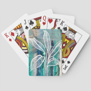 Baraja De Cartas Azul turquesa y Verde azulado color de agua botáni
