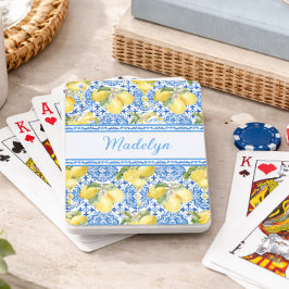 Baraja De Cartas Azulejo Blanco Azul Nombre Patrón Mediterráneo Lim