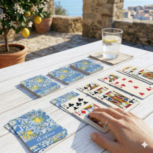 Baraja De Cartas Azulejo Francés País Limón Patrón Provenzal