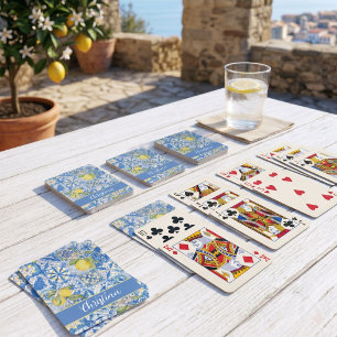 Baraja De Cartas Azulejo Francés País Limón Patrón Provenzal