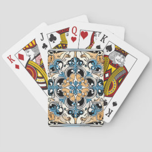Baraja De Cartas Azuleju español marroquí azul amarillo blanco negr