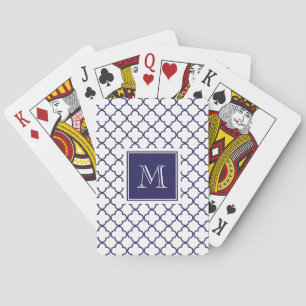 Baraja De Cartas Azules marinos, Quatrefoil blanco el   su