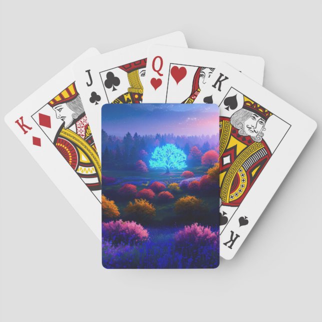 Baraja De Cartas Azure Brilliance, el abrazo del árbol radiante (Reverso)