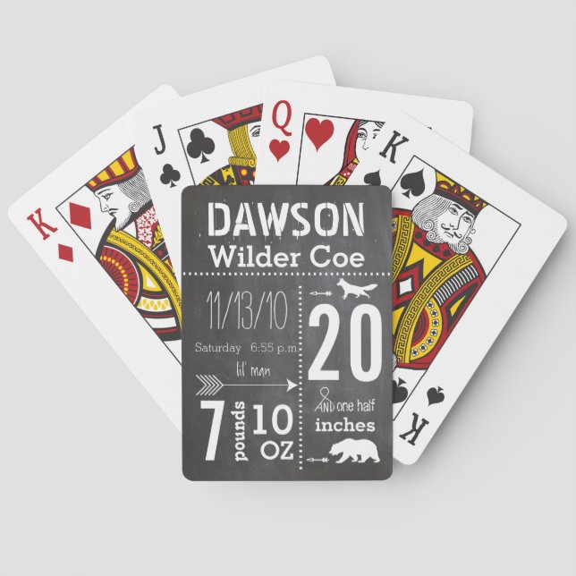 Baraja De Cartas Baby Boy Fox Bear lil' Man Keepsake (Reverso)