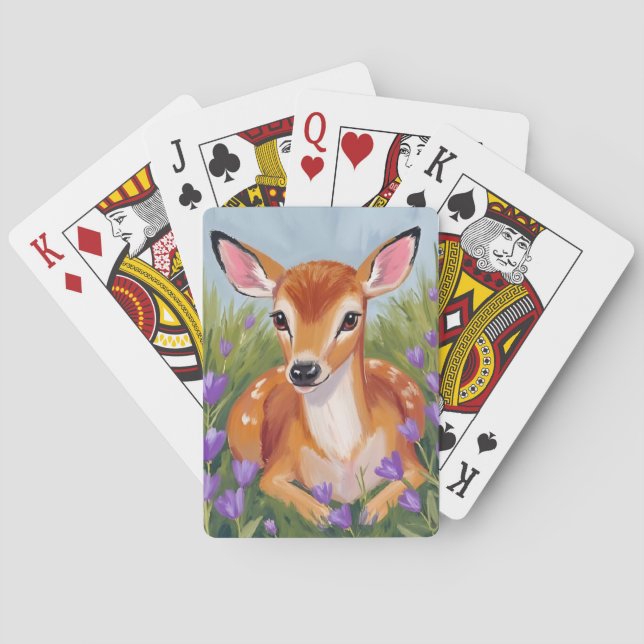 Baraja De Cartas Baby Deer | Fawn Animal Painting (Reverso)