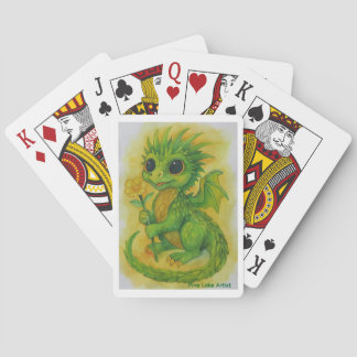 Baraja De Cartas Baby Green Dragon Bringing A Flower Playing Cards