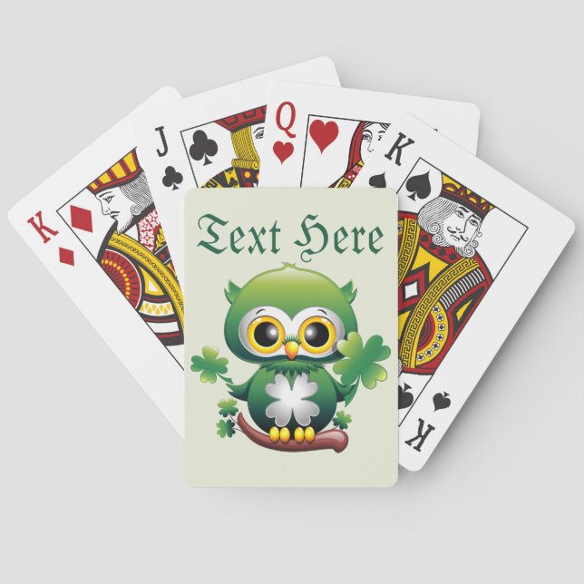 Baraja De Cartas Baby Owl Cute St Patrick Cartoon (Reverso)