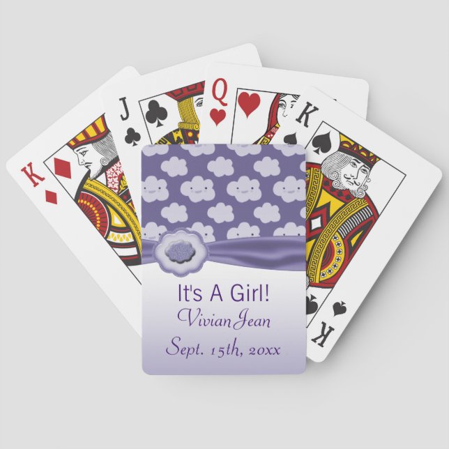 Baraja De Cartas Baby Shower Purple Fluffy Nubes (Reverso)