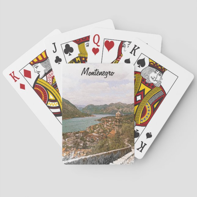 Baraja De Cartas Bahía de Kotor de Montenegro Retro (Reverso)