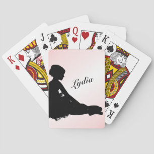 Baraja De Cartas Bailarina Cansada Personalizado con Nombre Rosa