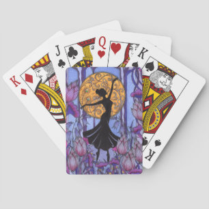 Baraja De Cartas Bailarina floral mágica del bosque de fantasía púr
