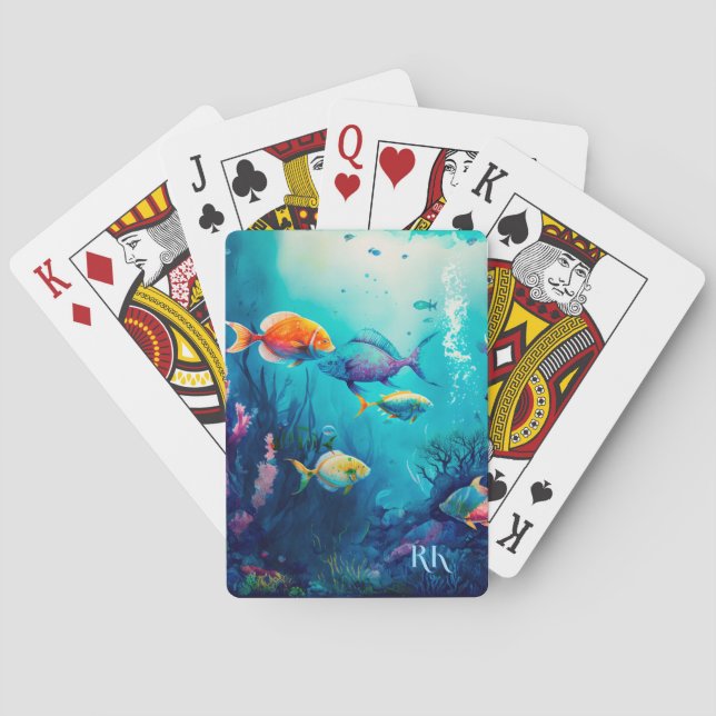 Baraja De Cartas Bajo el paisaje marino (Reverso)