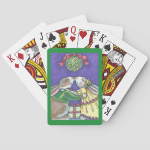 Baraja De Cartas Bajo NAVIDADES Mistletoe RABBITS JUGANDO TARJETAS