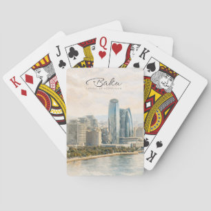 Baraja De Cartas Baku Azerbaiyán Capital Acuarela Regalo de Viaje