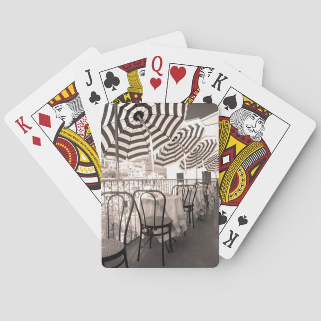 Baraja De Cartas Balcón de restaurante pintoresco, Italia (Reverso)