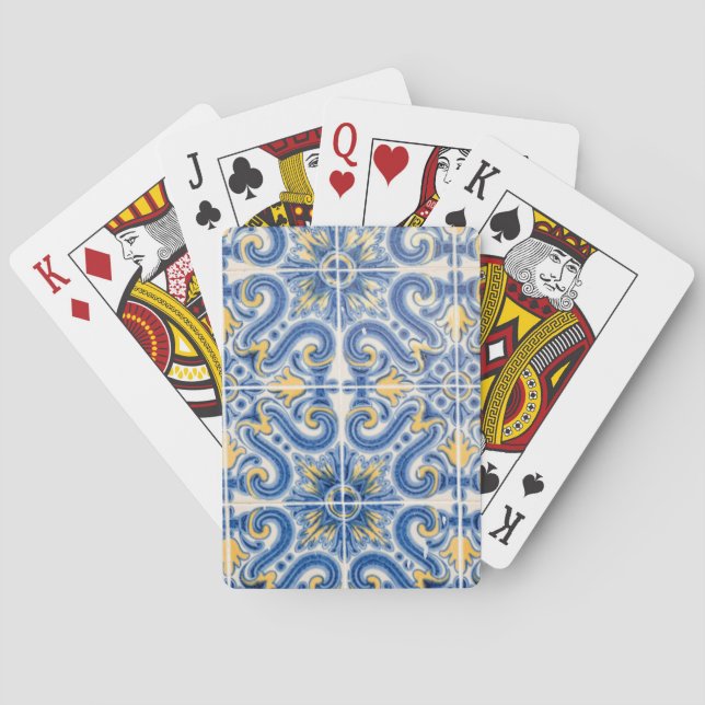 Baraja De Cartas Baldosas azules y amarillas, Portugal (Reverso)