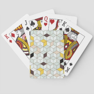 Baraja De Cartas Baldosas de época, motivos geométricos de blanco n